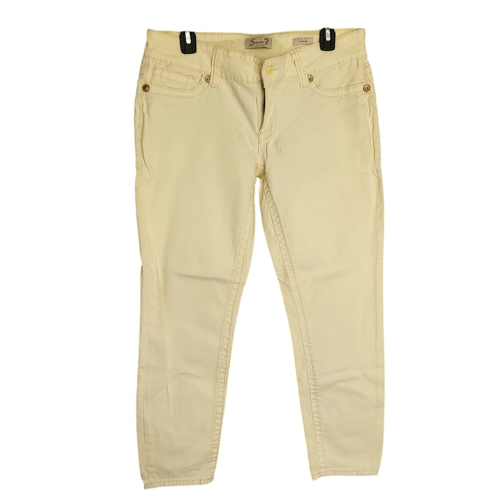 Seven7 Women's Cropped Jeans in Pale Yellow